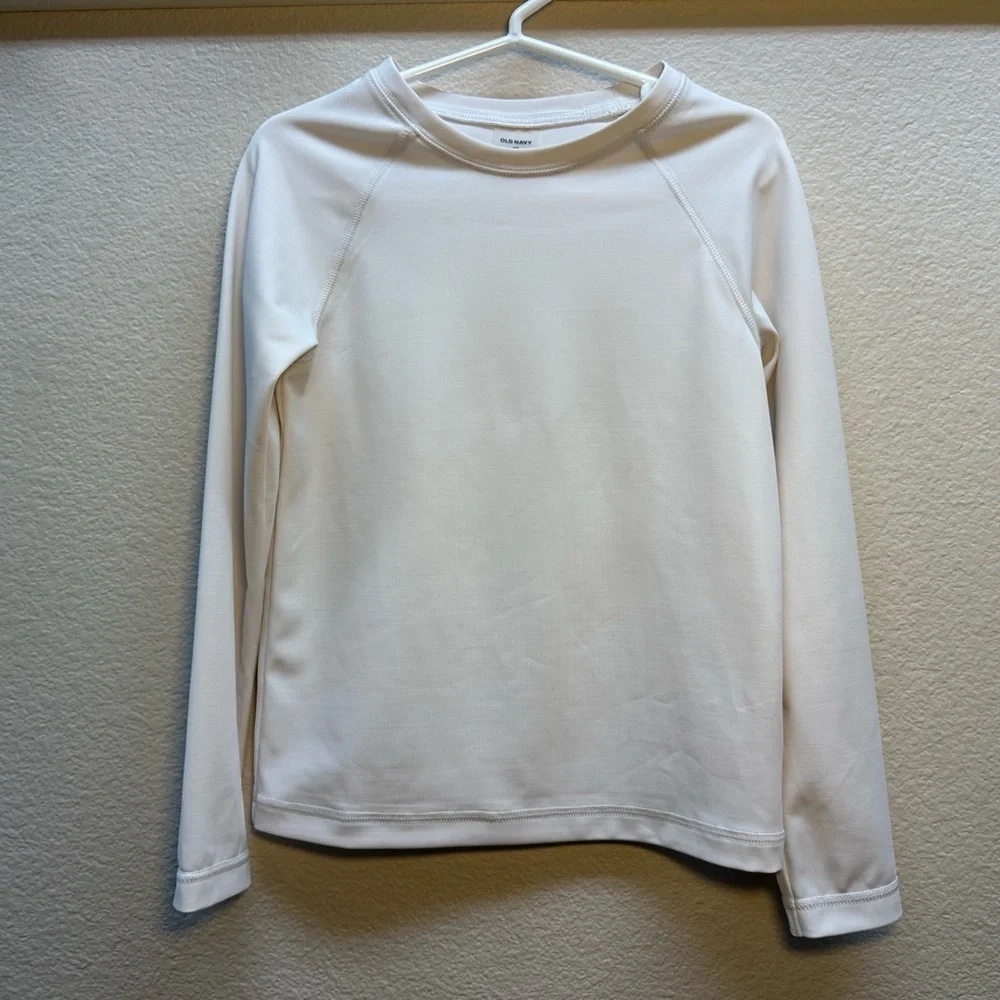 White Long Sleeve Boys Rash Guard-Old Navy